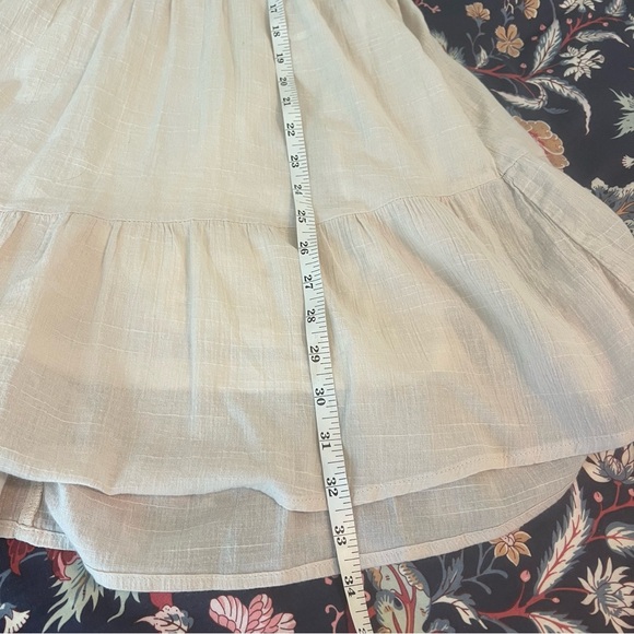 Listicle Tiered Ruffle Trim A Line Flowy Mini Dress Linen Medium - Picture 12 of 13